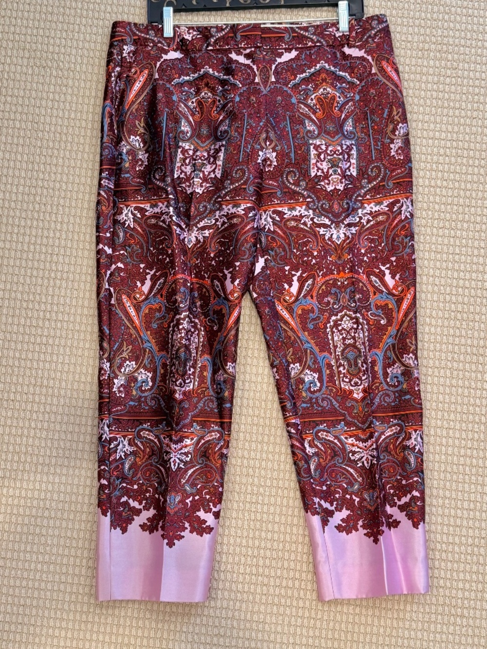 J.Crew COLLECTION Silk Trousers Pants Bottoms NEW NWT Size 12 Pink wine paisley - Picture 3 of 9